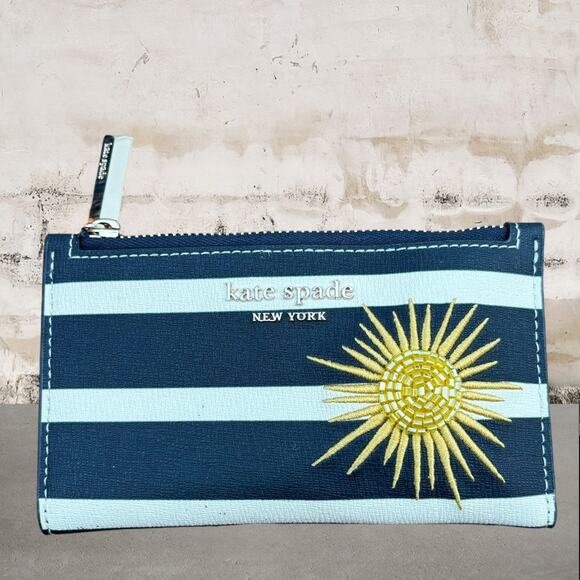 kate spade Handbags - Kate Spade Blazer Blue Multi Sunkiss Embellished Small Slim Bifold Wallet